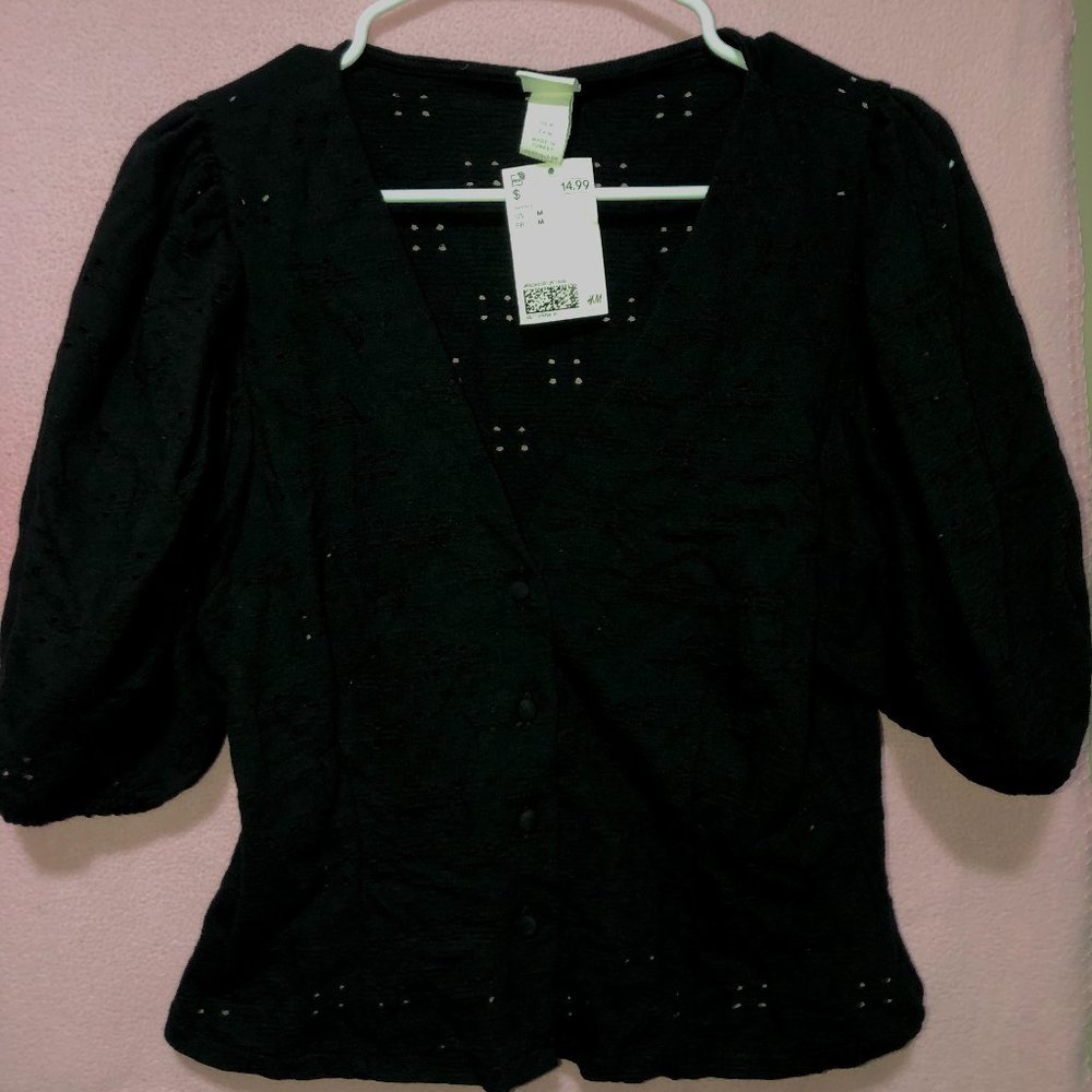 Puff Sleeve Black Top